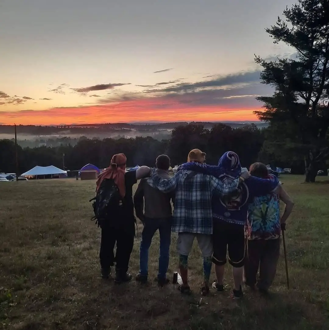 Maine camping music festival sunrise at The Happening